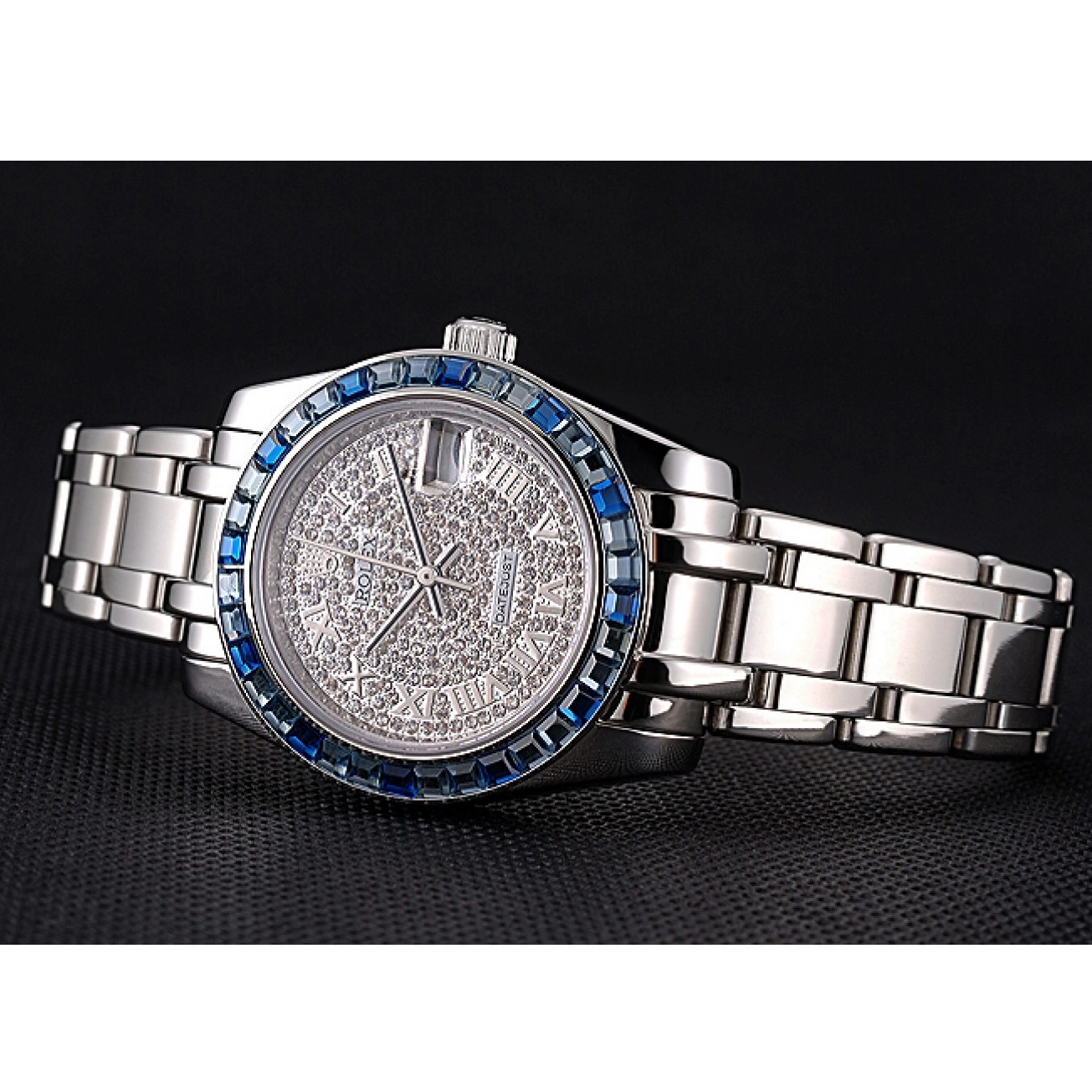 AAA Replica Watches Jewels 622834 Case And Bracelet Dial Rolex Stainless Diamond Bezel Datejust Blue Steel 0519